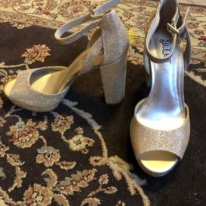 Gold sparkly heels